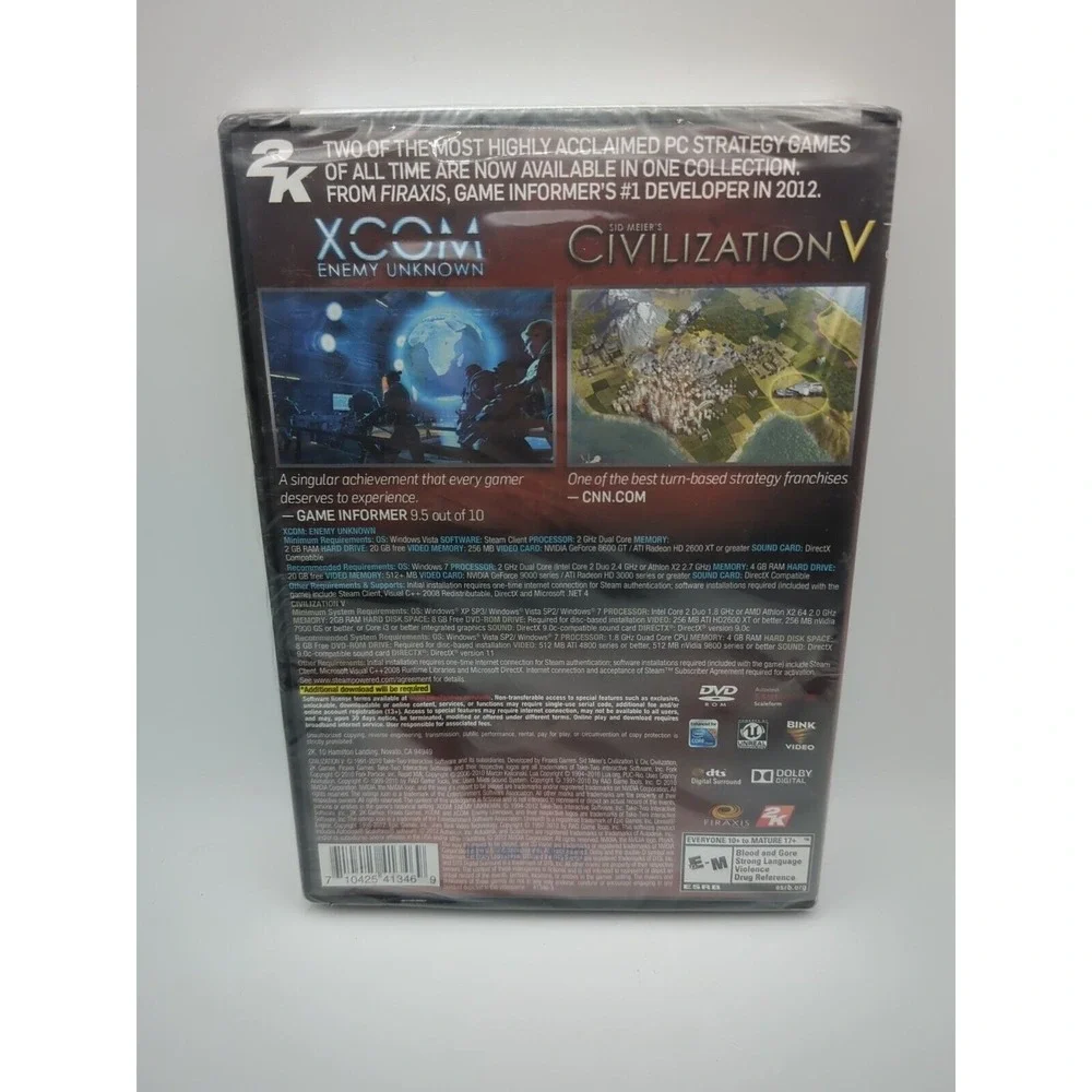 XCOM Enemy‎ Unknown and Sid Meier Civilization V Sealed 2 PC Games